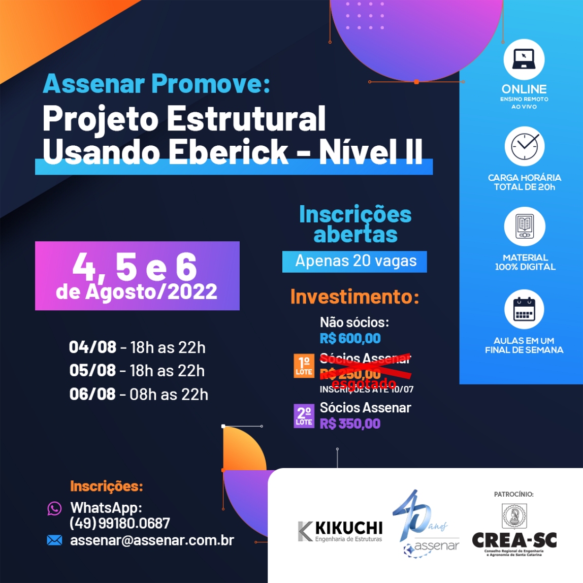 Assenar 40 Anos – Programação de Aniversário segue com mais um ótimo Curso